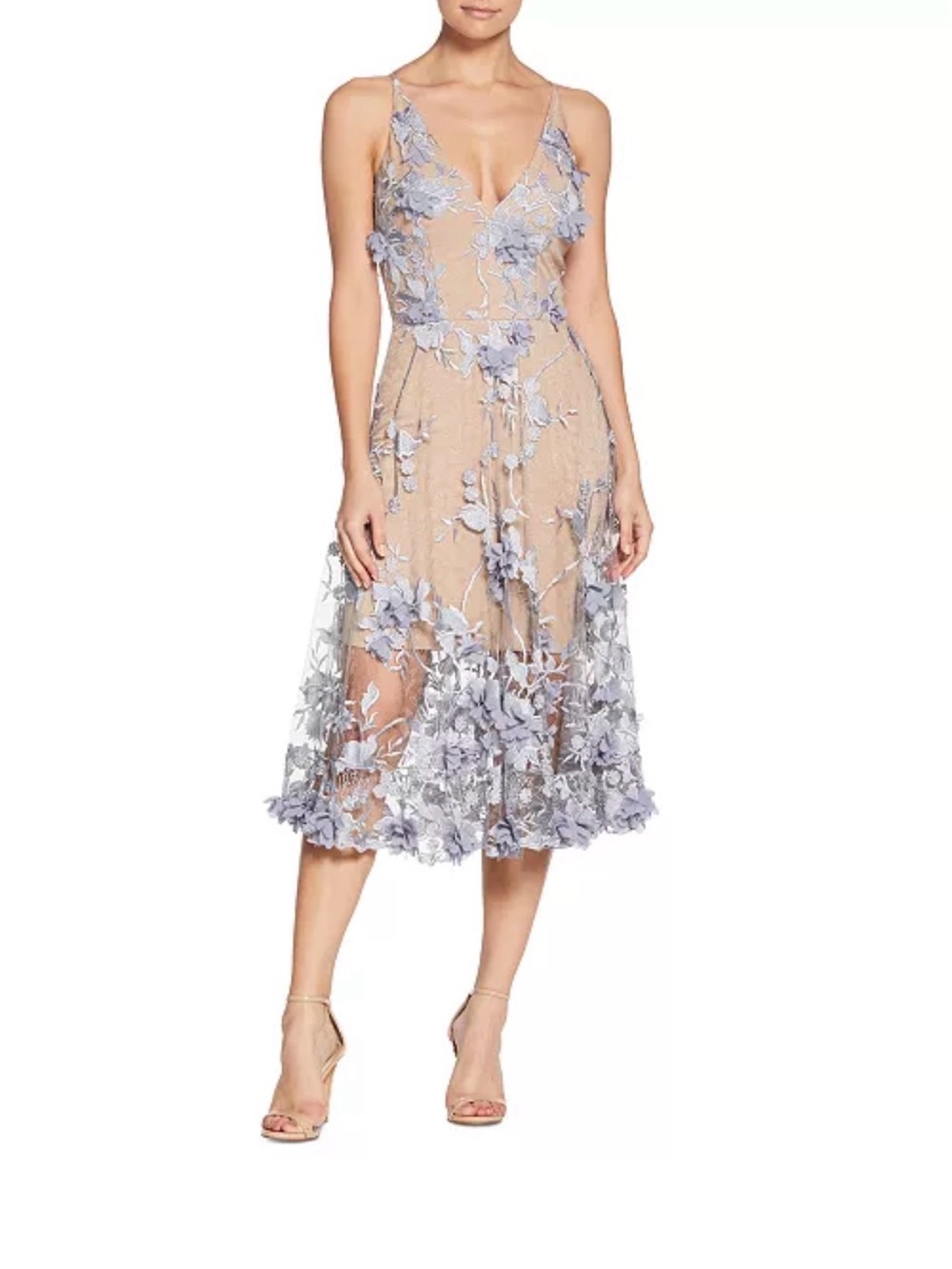 Dress the population Sleeveless Embroidered Lace OverlayDress in - Picture 6 of 15